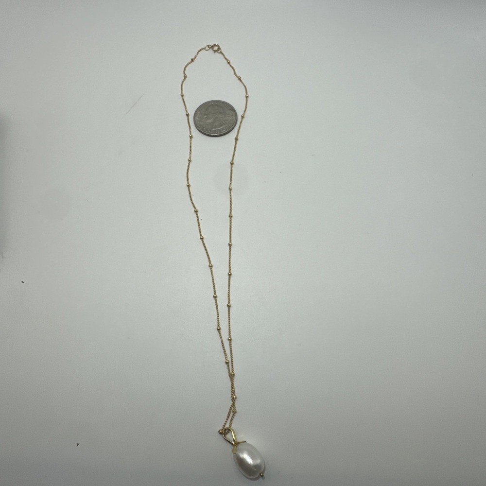 Vintage 1960s 1/20 12K GF Gold Filled 18" Necklace Real Freshwater Pearl Pendant